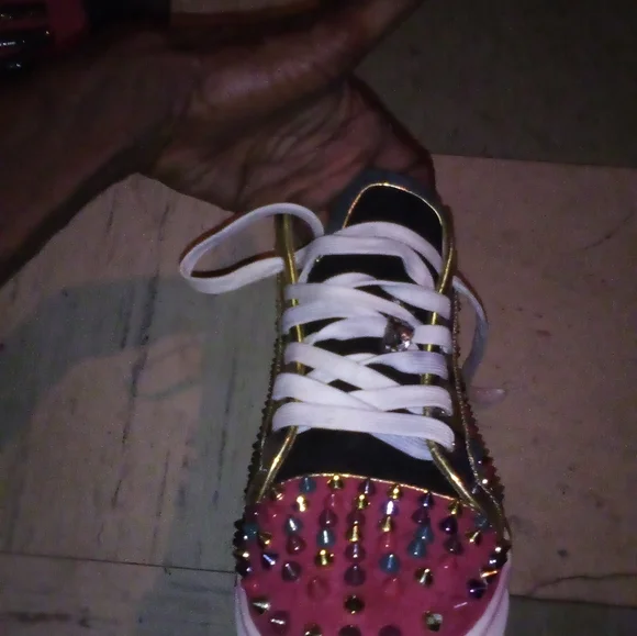 Christian Louboutin High Top Laminato Dino Spikes Yang Louis Muti-color  Size 10 - Picture 11 of 16